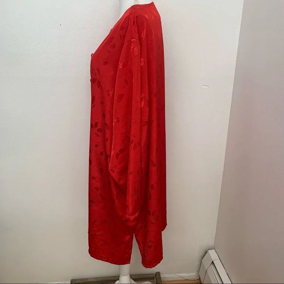 Lane Bryant Intimates Night Shirt 18/20 Red Floral Button Front Long Sleeve - Picture 5 of 11